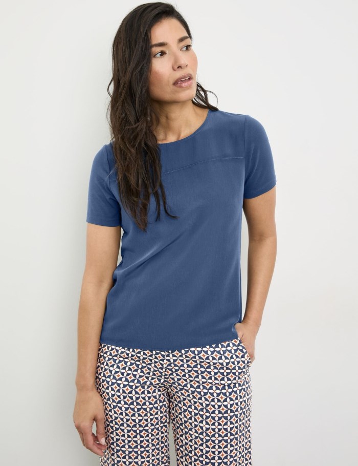 Gerry Weber T-shirt with fabric panelling T-skjorte Blå | RMCH2375