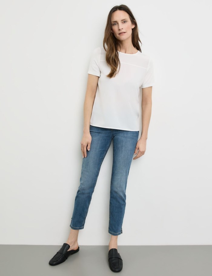 Gerry Weber T-shirt with fabric panelling T-skjorte Hvite | LKAJ5649