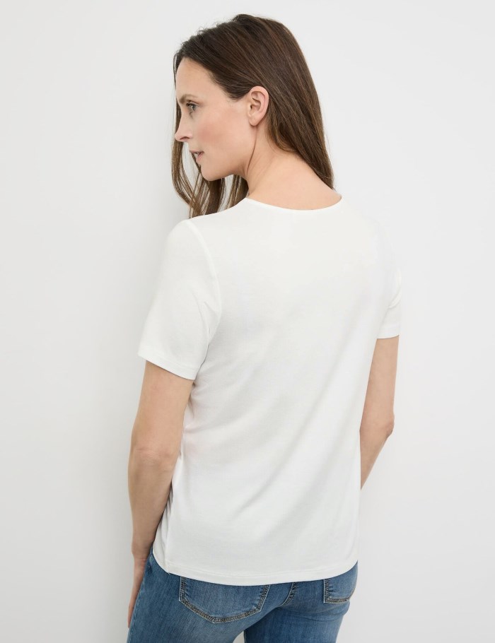 Gerry Weber T-shirt with fabric panelling T-skjorte Hvite | LKAJ5649