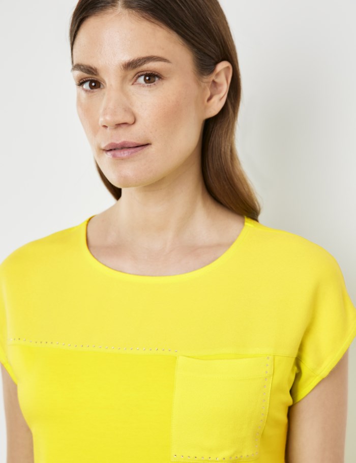 Gerry Weber T-shirt with fabric panelling and decorative gemstones T-skjorte Gul | DMDS8887