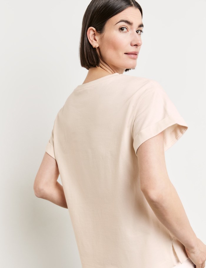 Gerry Weber T-shirt with printed lettering T-skjorte Beige | PFJR0686