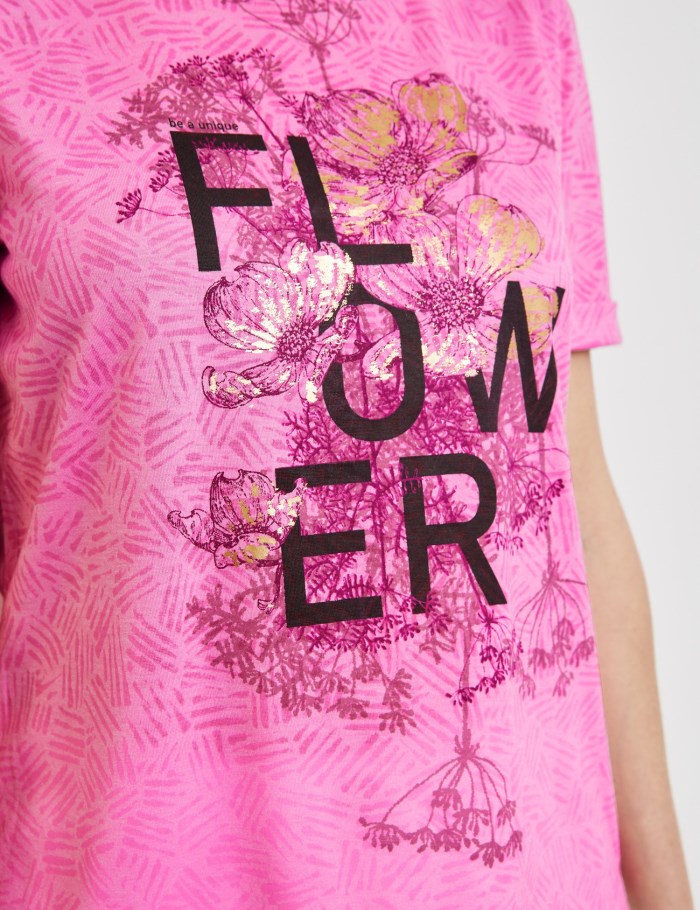 Gerry Weber T-shirt with printed lettering T-skjorte Rosa | VPVK2023