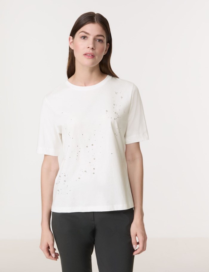 Gerry Weber T-shirt with rhinestone embellishment T-skjorte Hvite | VJSO0871