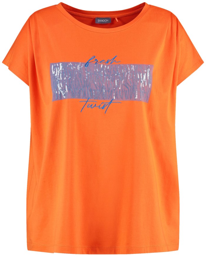 SAMOON T-shirt with sequin details T-skjorte Oransje | RVHB8509