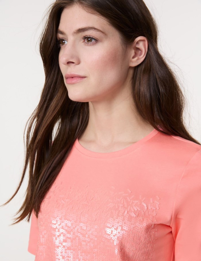 Gerry Weber T-shirt with sequin embroidery T-skjorte Rød | SURO7499