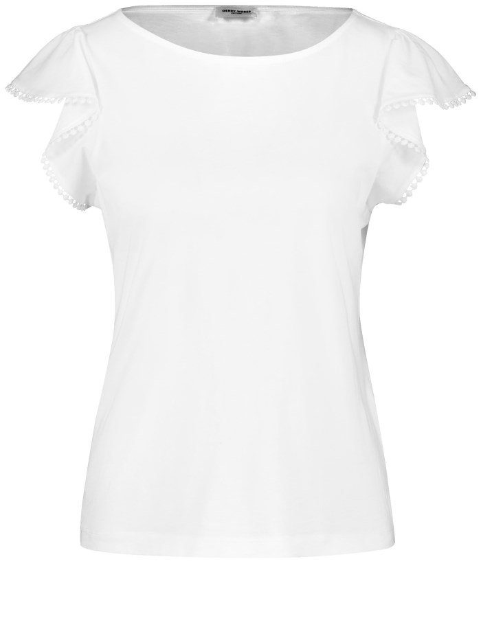 Gerry Weber T-shirt with sleeve flounces T-skjorte Hvite | OZPT4831