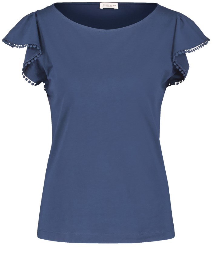 Gerry Weber T-shirt with sleeve flounces T-skjorte Blå | FLUF3030