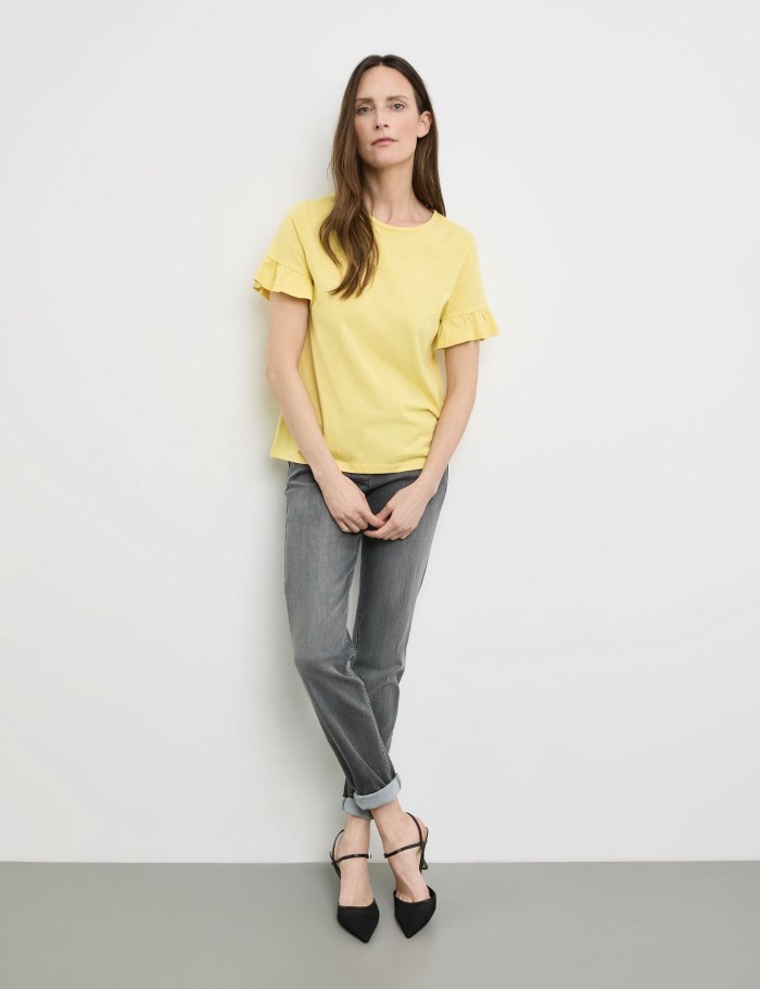 Gerry Weber T-shirt with subtle trumpet sleeves T-skjorte Gul | ZCZH5463