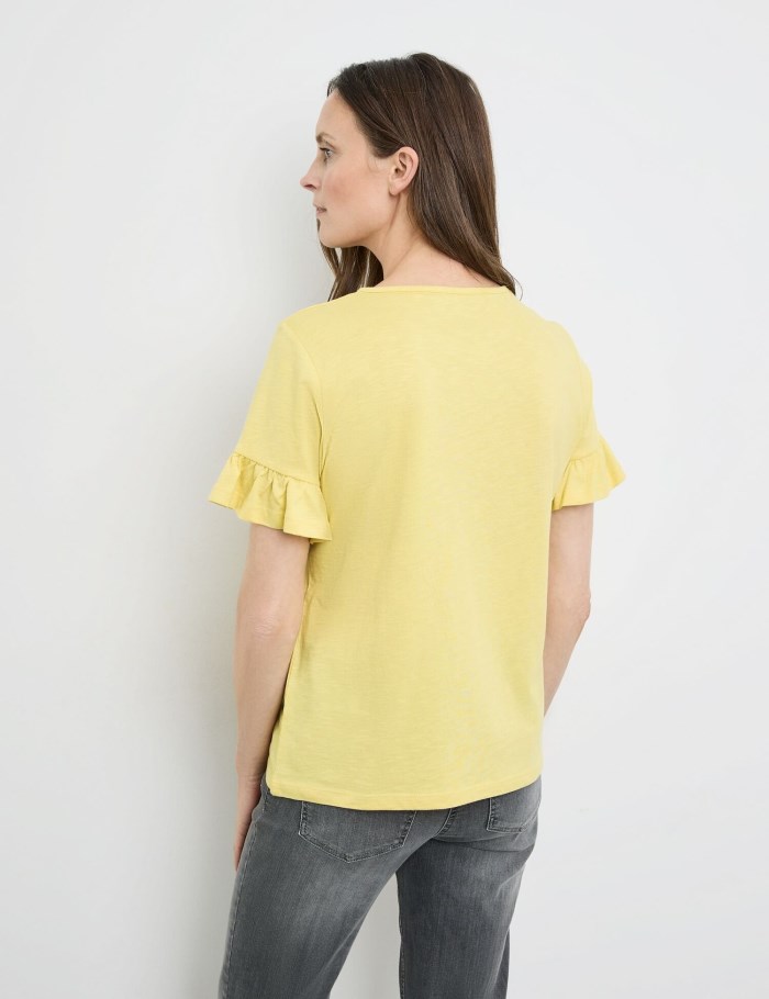 Gerry Weber T-shirt with subtle trumpet sleeves T-skjorte Gul | ZCZH5463