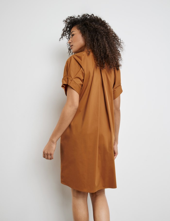 TAIFU Tunic dress with pleated details on the short sleeves Kjole Brune | YGOQ2282