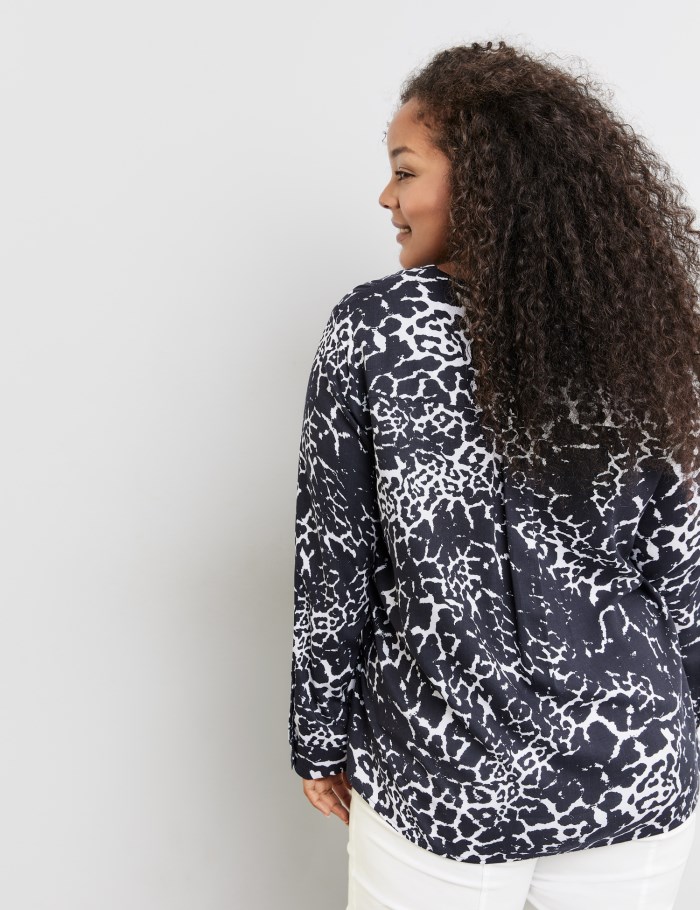 SAMOON Tunic with an all-over print Bluse Blå | XXWZ3173