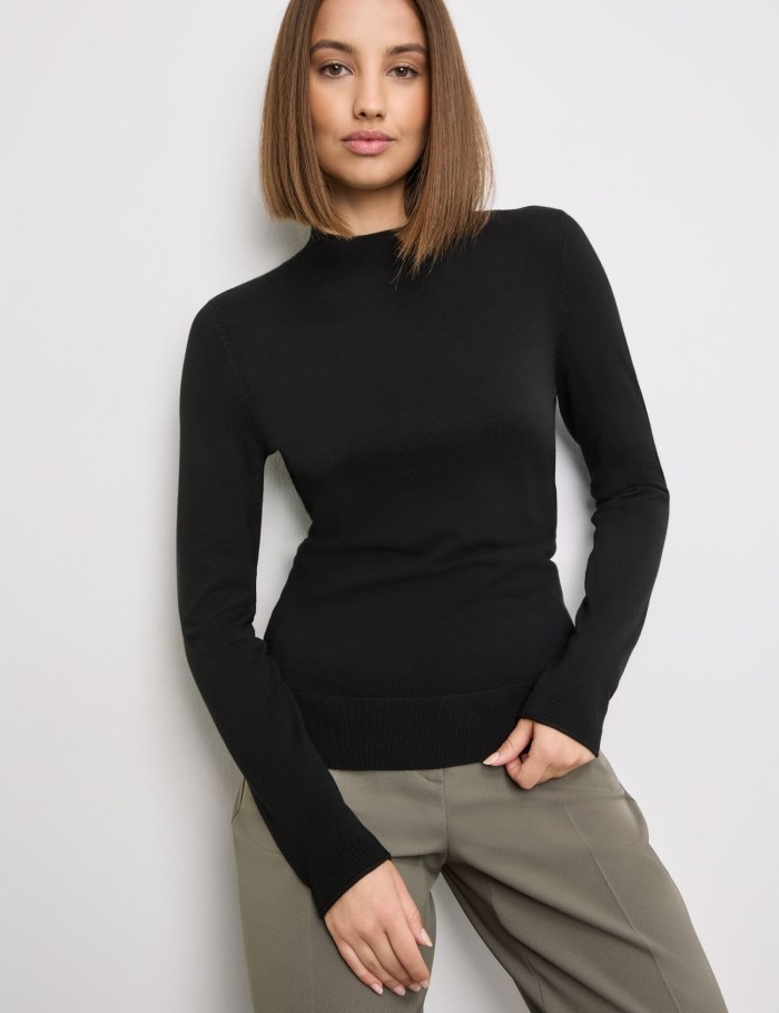 TAIFU Turtleneck jumper Strikkevarer Svarte | ISKK2286