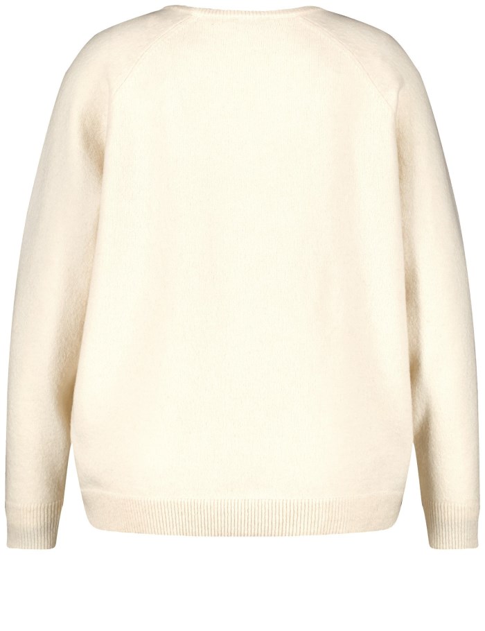 SAMOON Warm basic jumper with a V-neckline Strikkevarer Beige | IXKD2943