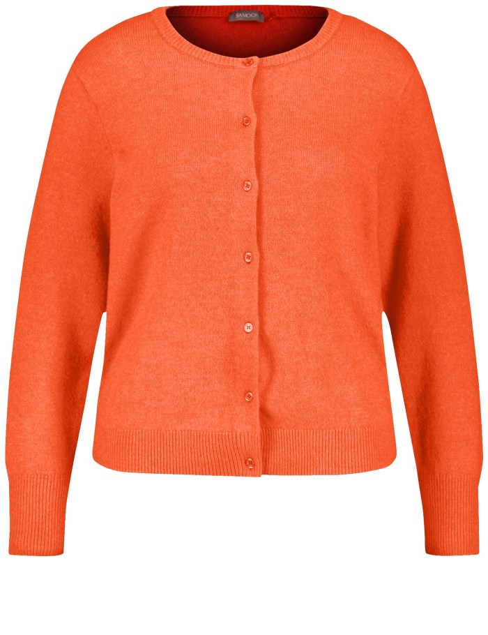 SAMOON Warm cardigan with a button placket Strikkevarer Oransje | ASRU7548