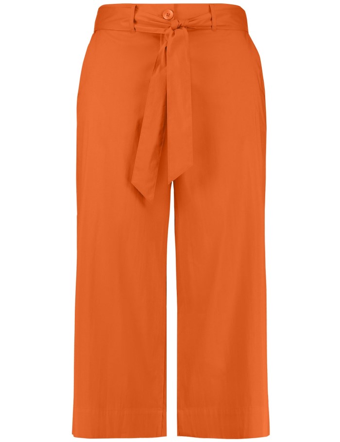 SAMOON Wide 3/4-length culottes with a tie-around belt, Lotta Bukser Oransje | EGBS9825