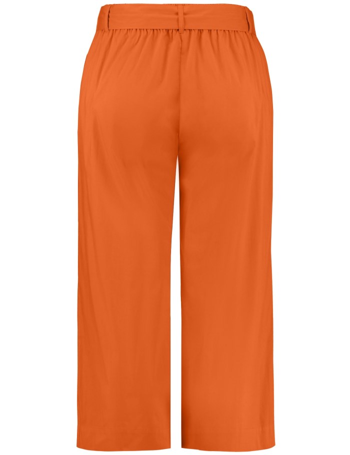 SAMOON Wide 3/4-length culottes with a tie-around belt, Lotta Bukser Oransje | EGBS9825