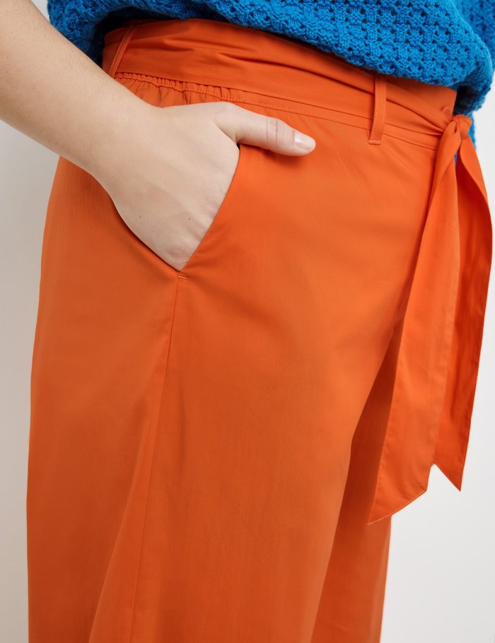 SAMOON Wide 3/4-length culottes with a tie-around belt, Lotta Bukser Oransje | EGBS9825