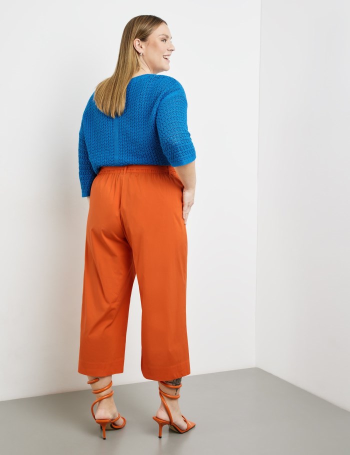 SAMOON Wide 3/4-length culottes with a tie-around belt, Lotta Bukser Oransje | EGBS9825