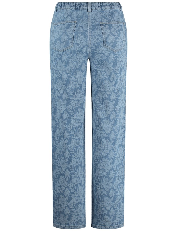 SAMOON Wide jeans with a lace print, Carlotta Bukser Blå | ITTC9817