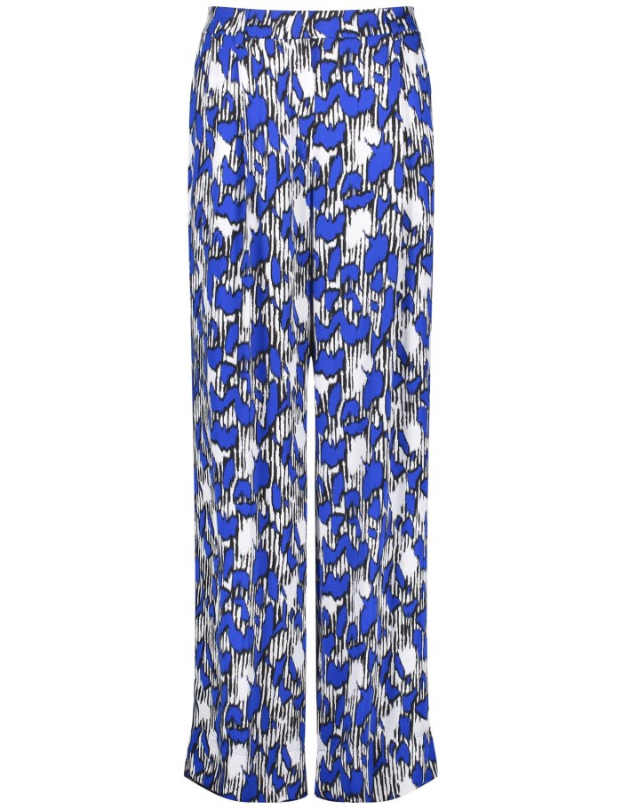 TAIFU Wide palazzo trousers with an all-over print Bukser Blå | PRNZ5659