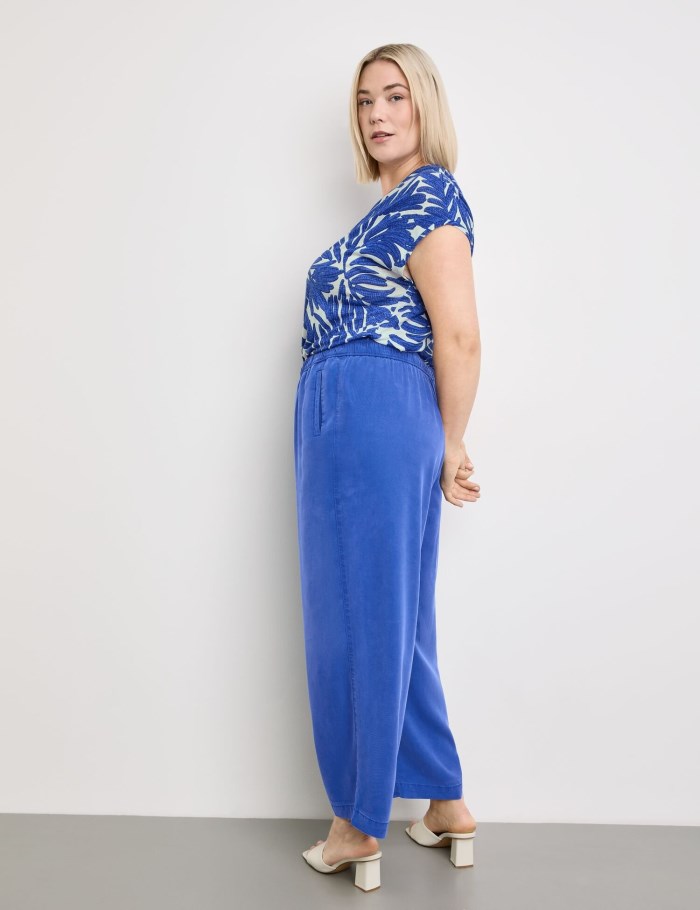 SAMOON Wide summer trousers made of lyocell Bukser Blå | NAJI8723