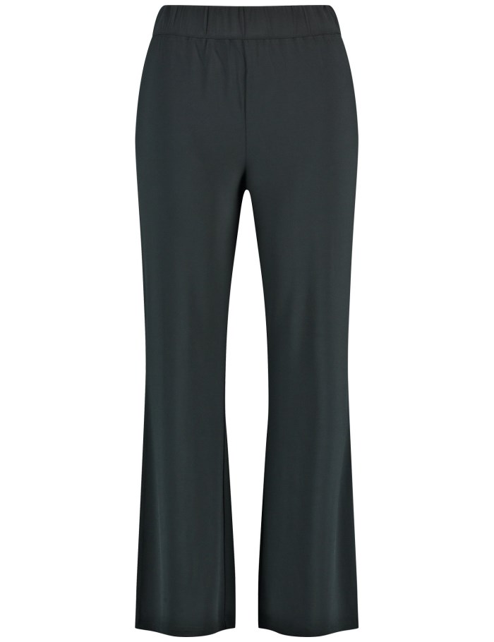 SAMOON Wide trousers made of fine slinky jersey Bukser Svarte | ONVX1023