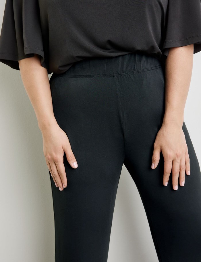 SAMOON Wide trousers made of fine slinky jersey Bukser Svarte | ONVX1023