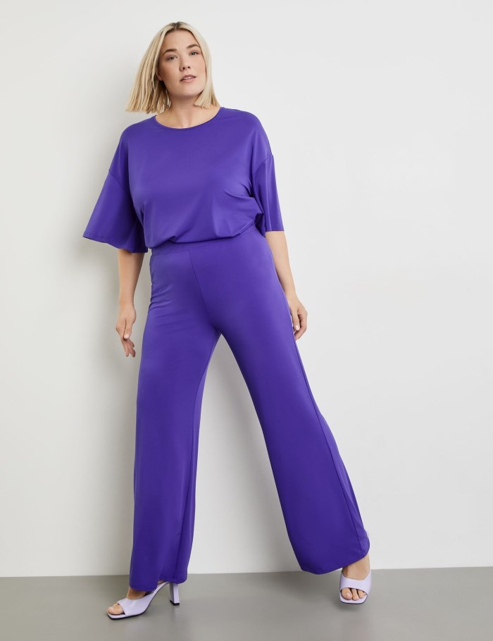 SAMOON Wide trousers made of fine slinky jersey Bukser Lilla | BIRI8320