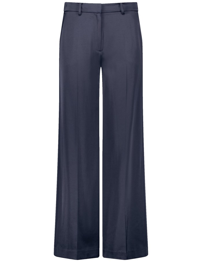 Gerry Weber Wide trousers made of flowing satin Bukser Blå | QPIG5649