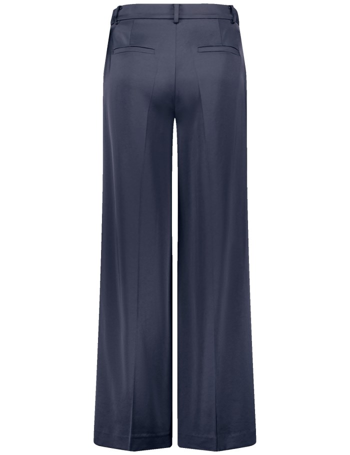 Gerry Weber Wide trousers made of flowing satin Bukser Blå | QPIG5649