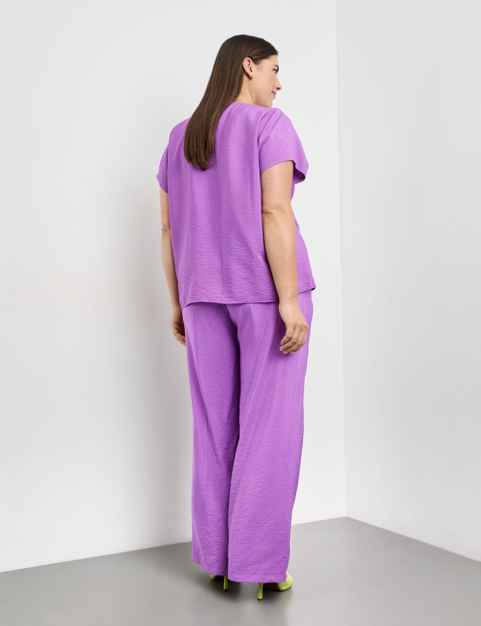 SAMOON Wide trousers with a subtle shimmer, Carlotta Bukser Lilla | AWVP6004