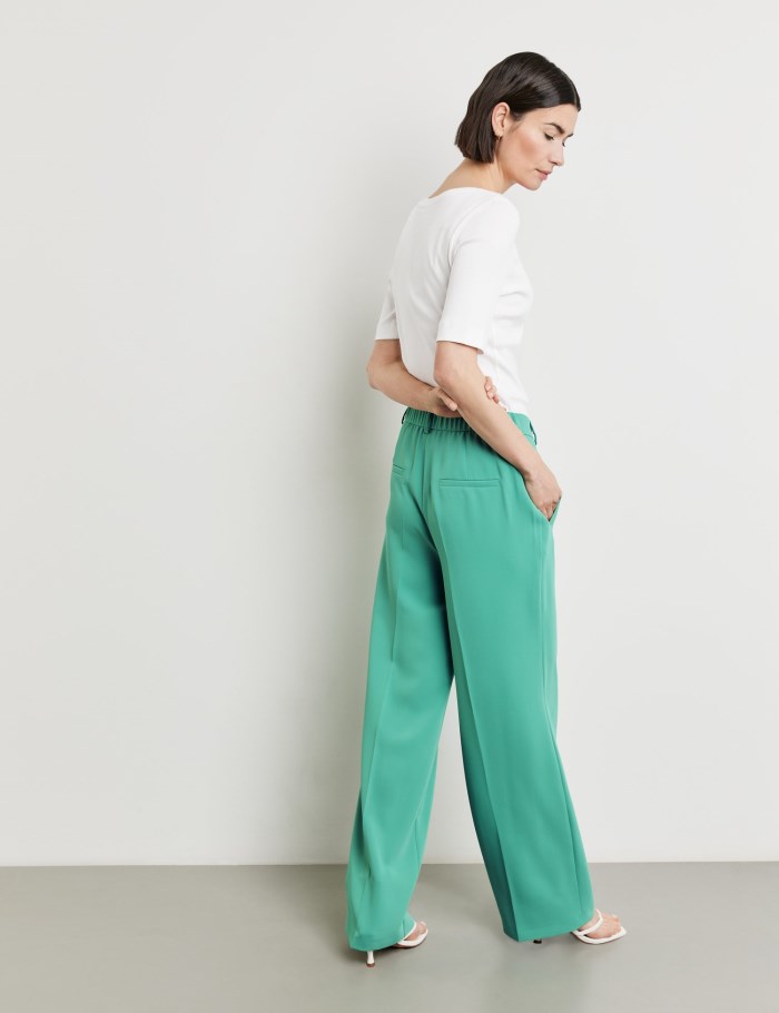 Gerry Weber Wide-leg trousers with pintucks Bukser Grønn | YICZ8746