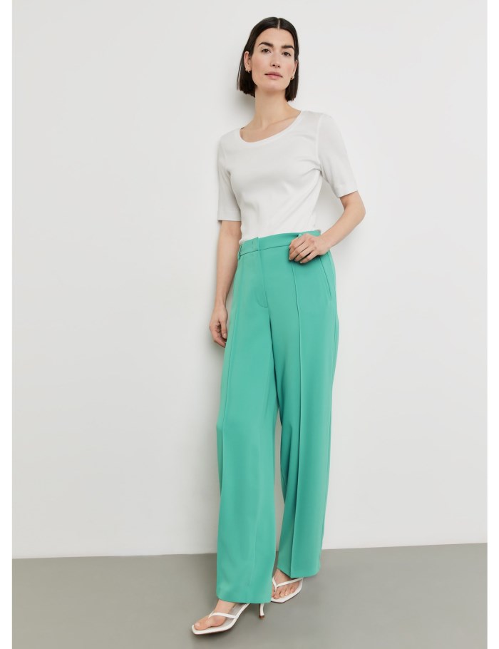 Gerry Weber Wide-leg trousers with pintucks Bukser Grønn | YICZ8746