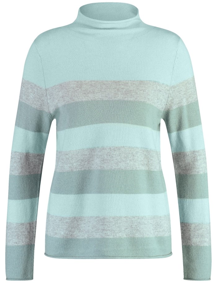 Gerry Weber Wool jumper with block stripes Strikkevarer Grønn | OTCW2726